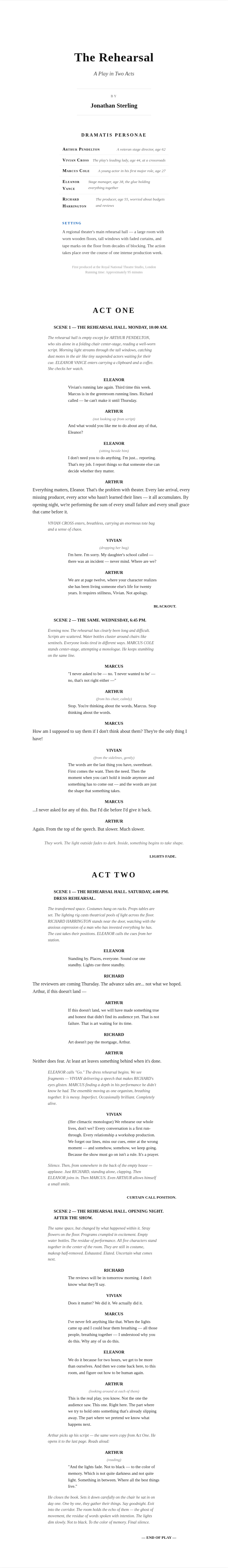 Classic professional theater script